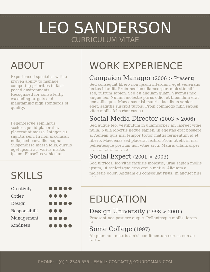 Conservative and Creative CV – anteprima